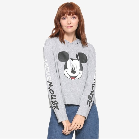 Disney Mickey Mouse Cropped Jersey Hoodie - Picture 2 of 12